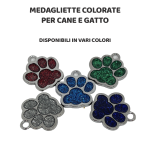 Medaglietta per cane e gatto a forma di zampa con glitter