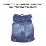 Giubbotto in jeans per cane e gatto con "effetto strappato"