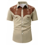 Camicia Western Uomo a Maniche Corte con ricamo