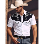 Camicia Western Uomo a Maniche Corte stile cowboy